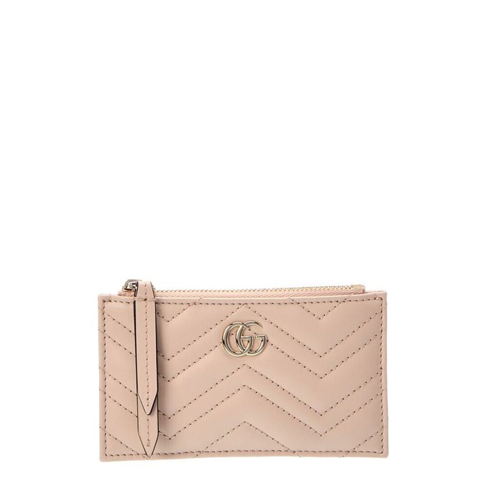 Gucci Gg Marmont Leather Card Case, Pink